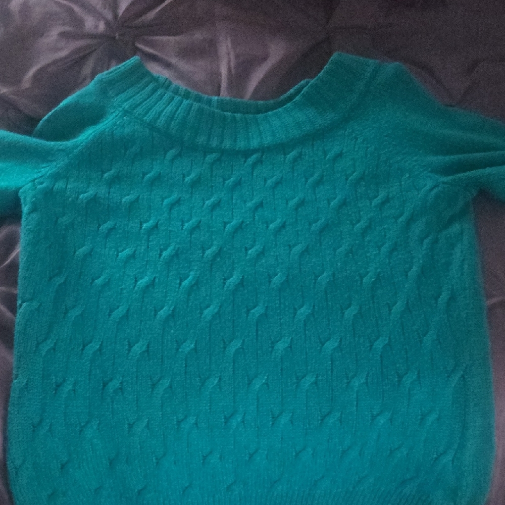 New York & Company Teal Textured Women's Sweater